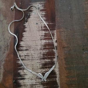 Avon Vintage Silver Tone Herringbone Rhinestone Butterfly Necklace